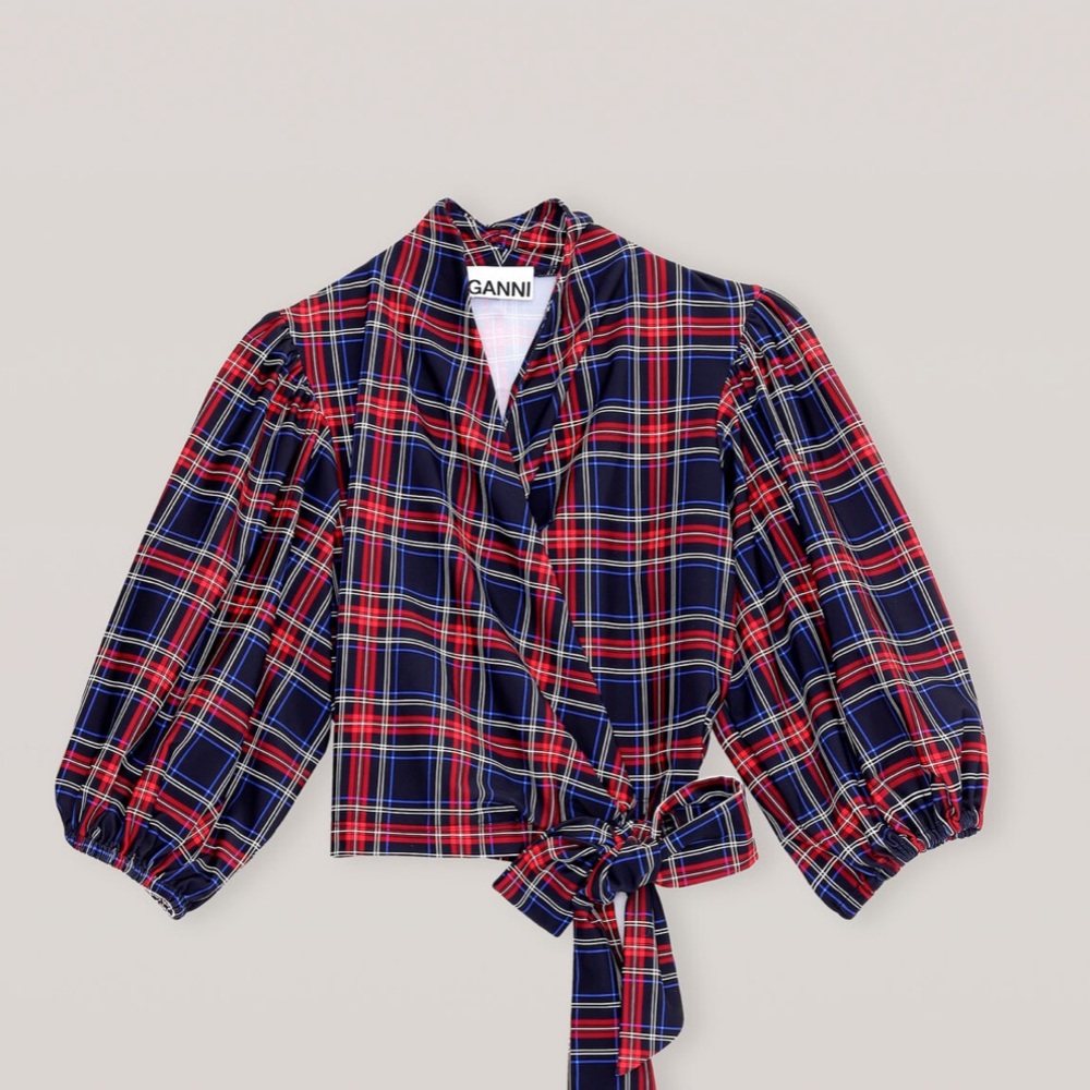 GANNI JERSEY WRAP BLOUSE